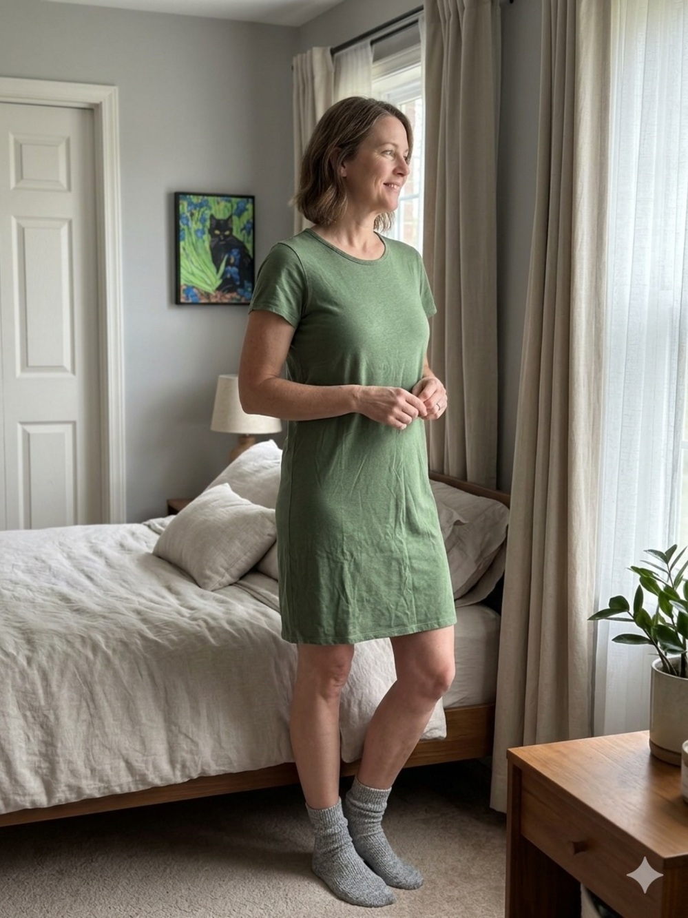 J. Crew Olive Green Short Sleeve Mini Dress or Nightgown